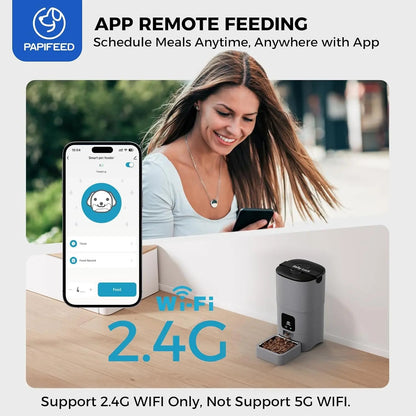 Smart WiFi Cat Feeder 6L – App-Controlled Auto Pet Feeder w/ Alexa & Dual Power