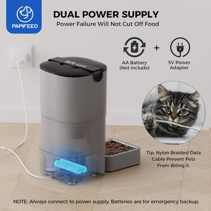 Smart WiFi Cat Feeder 6L – App-Controlled Auto Pet Feeder w/ Alexa & Dual Power