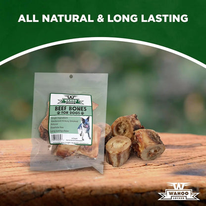 Smoked Beef Dog Bones 1.5" 4 Pack Natural Hickory Smoked Chews, natural