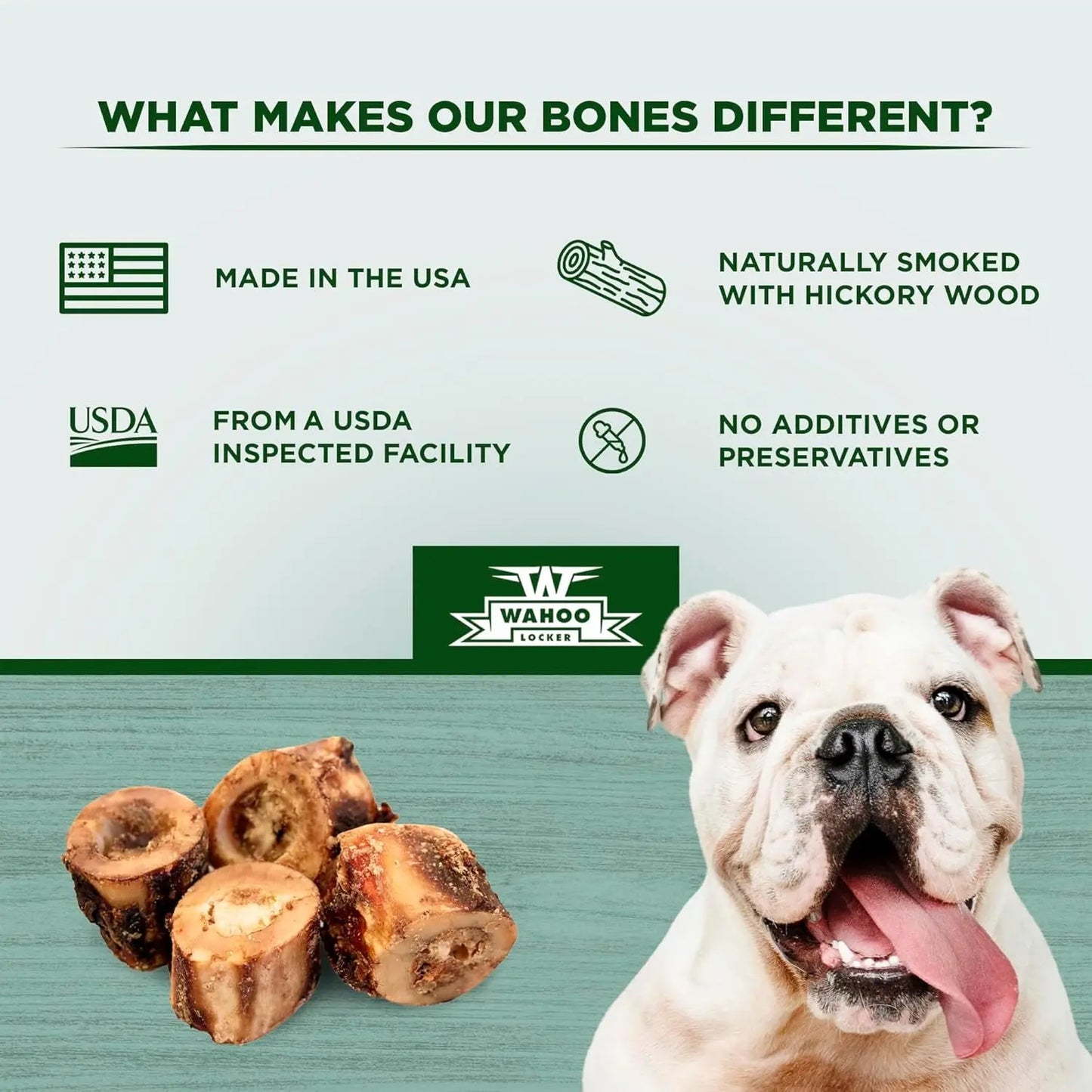 Smoked Beef Dog Bones 1.5" 4 Pack Natural Hickory Smoked Chews, natural