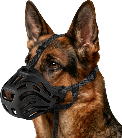 Soft Basket Dog Muzzle Breathable Adjustable Prevents Biting Chewing Training Black
