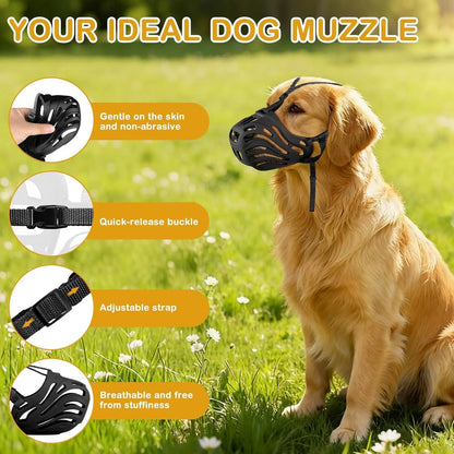Soft Basket Dog Muzzle Breathable Adjustable Prevents Biting Chewing Training