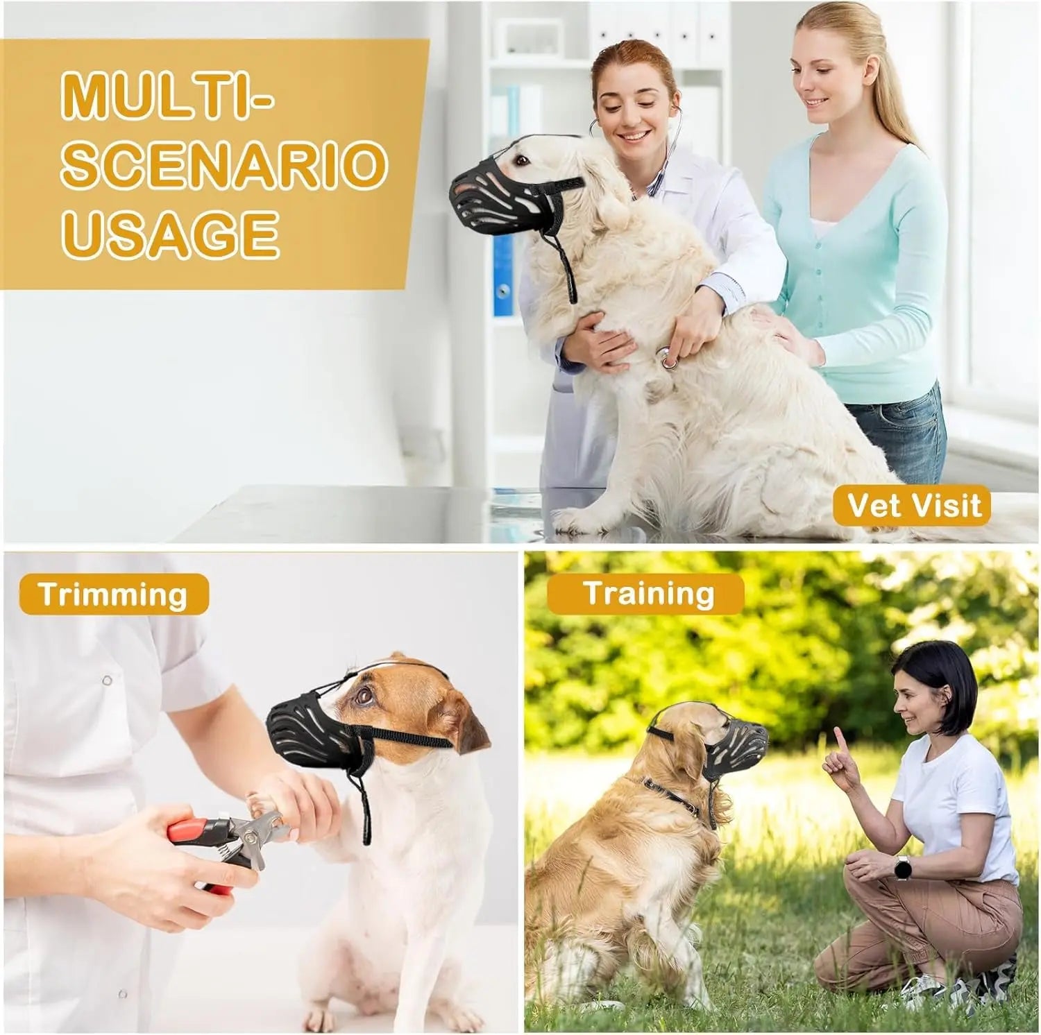 Soft Basket Dog Muzzle Breathable Adjustable Prevents Biting Chewing Training