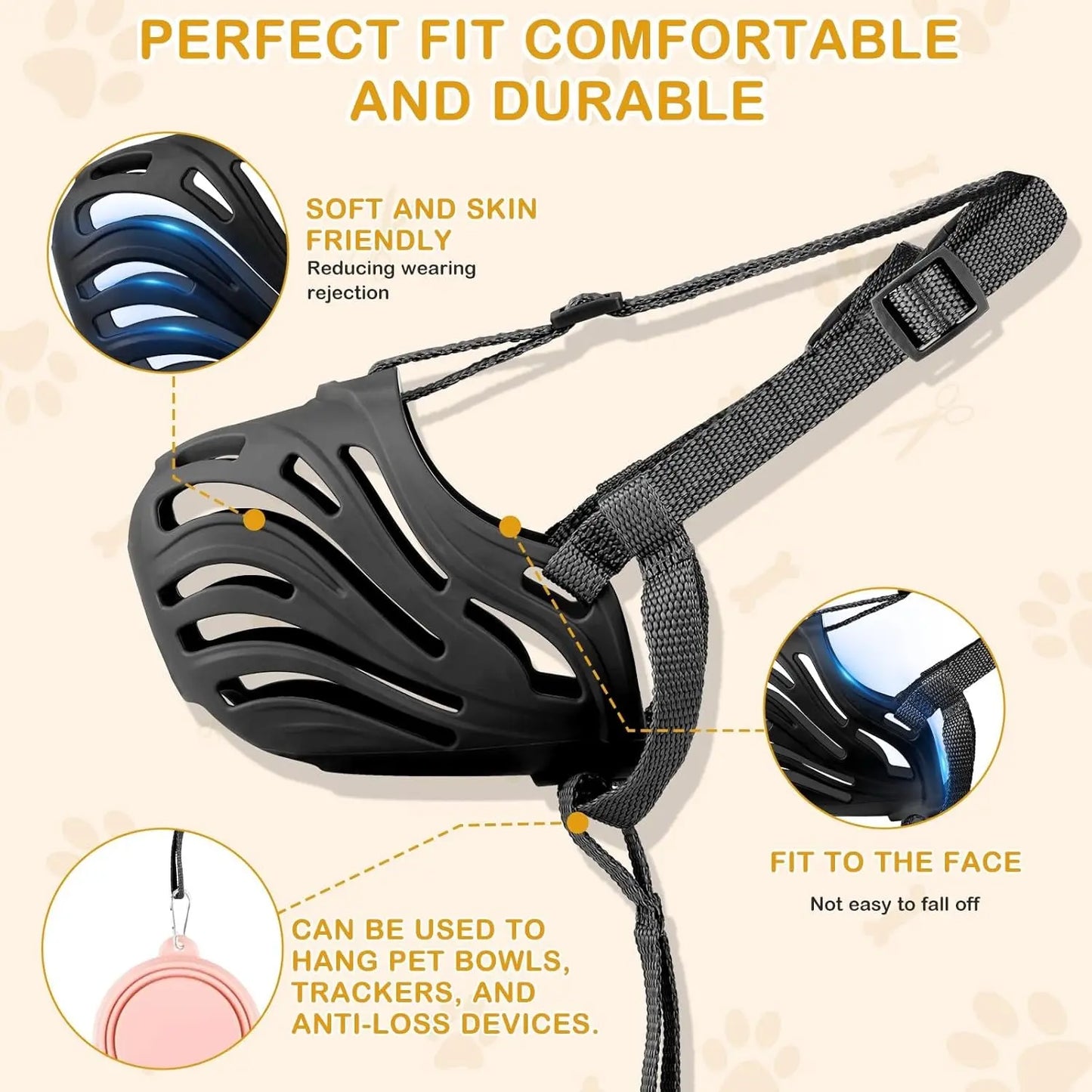 Soft Basket Dog Muzzle Breathable Adjustable Prevents Biting Chewing Training