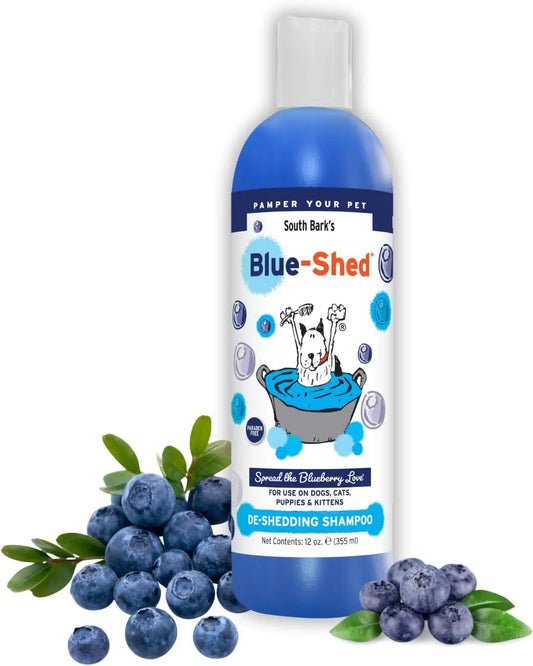 South Bark Blue-Shed Pet Shampoo 12oz – Deshedding & Brightening for Dogs & Cats 16 Oz
