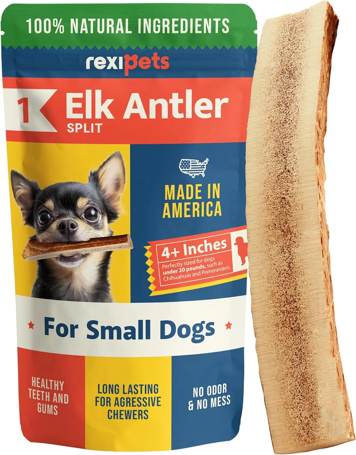 Split Elk Antlers for Dogs – Natural Long-Lasting Chew for Small & Medium Dogs Small