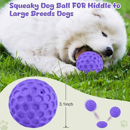 Squeaky Rubber Dog Ball for Aggressive Chewers, Floating Interactive Toy