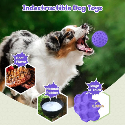 Squeaky Rubber Dog Ball for Aggressive Chewers, Floating Interactive Toy