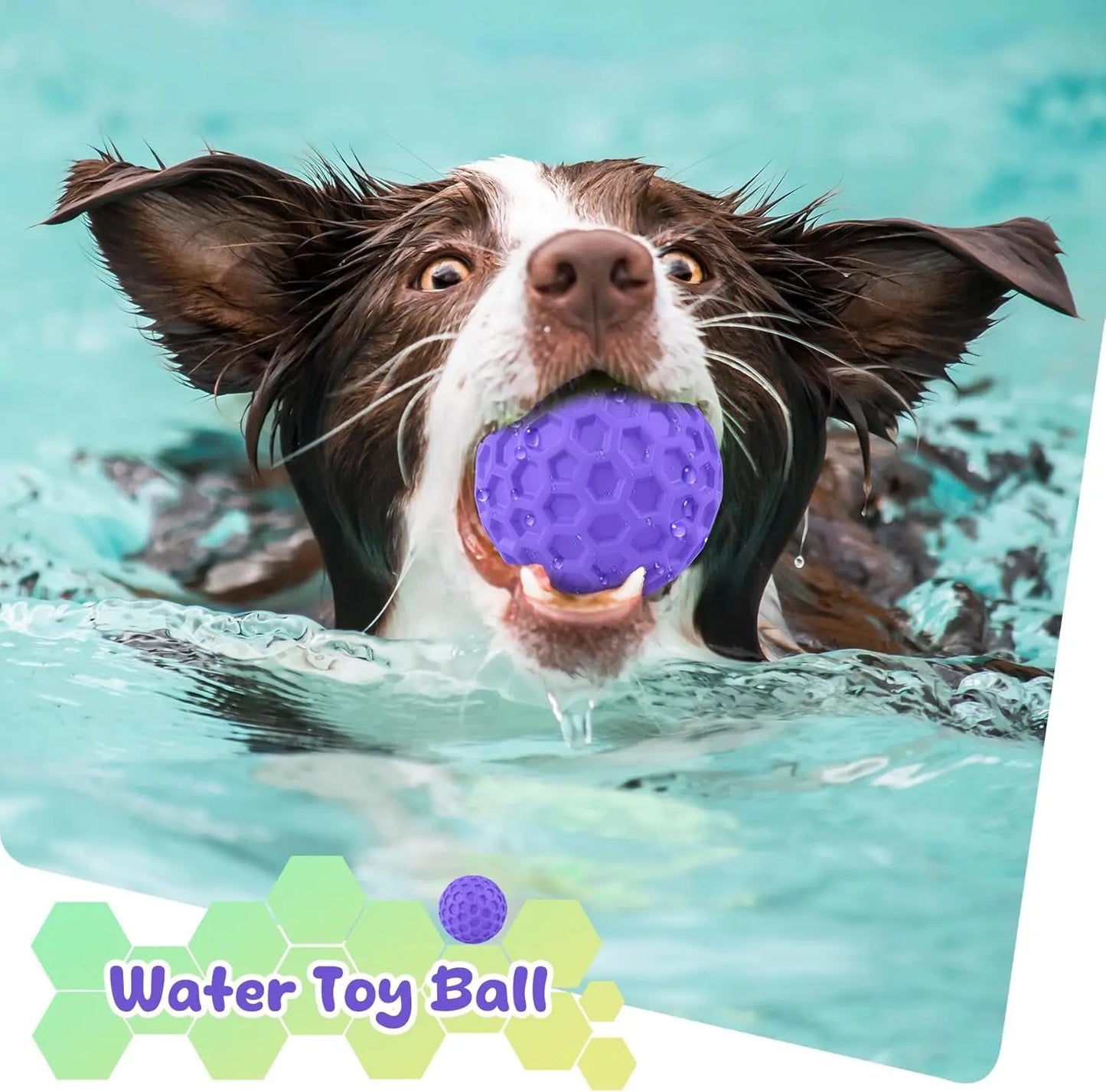 Squeaky Rubber Dog Ball for Aggressive Chewers, Floating Interactive Toy