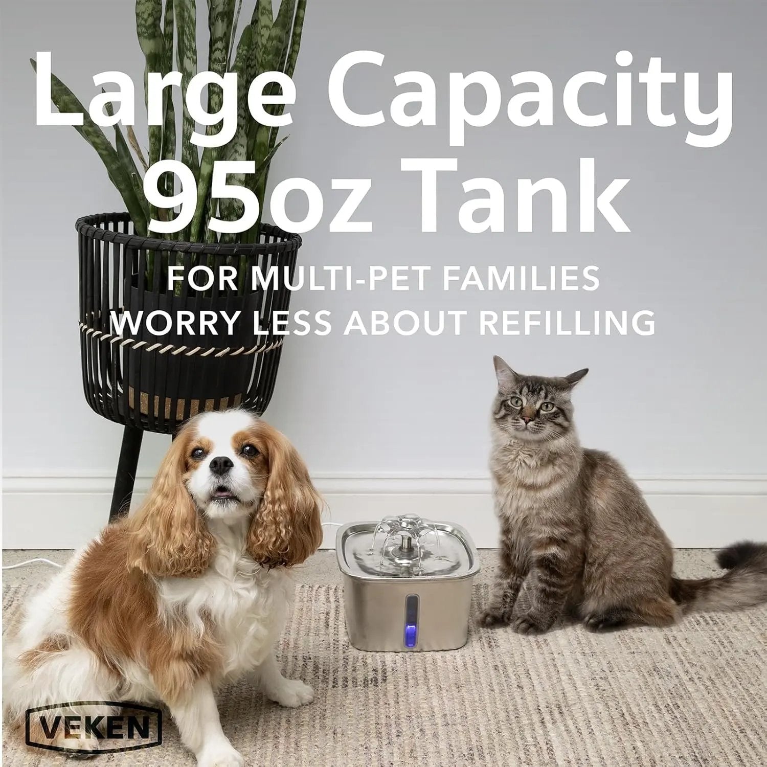 Stainless Steel Cat Water Fountain 95Oz Automatic Pet Dispenser for Cats & Dogs