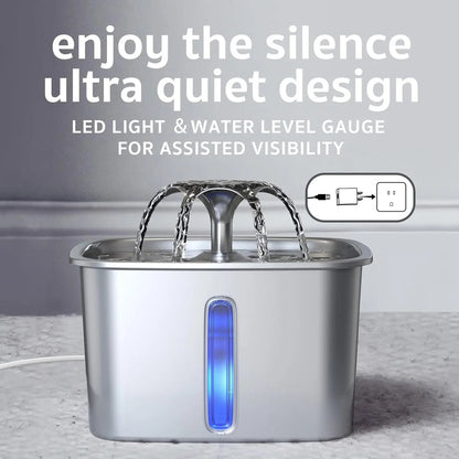 Stainless Steel Cat Water Fountain 95Oz Automatic Pet Dispenser for Cats & Dogs