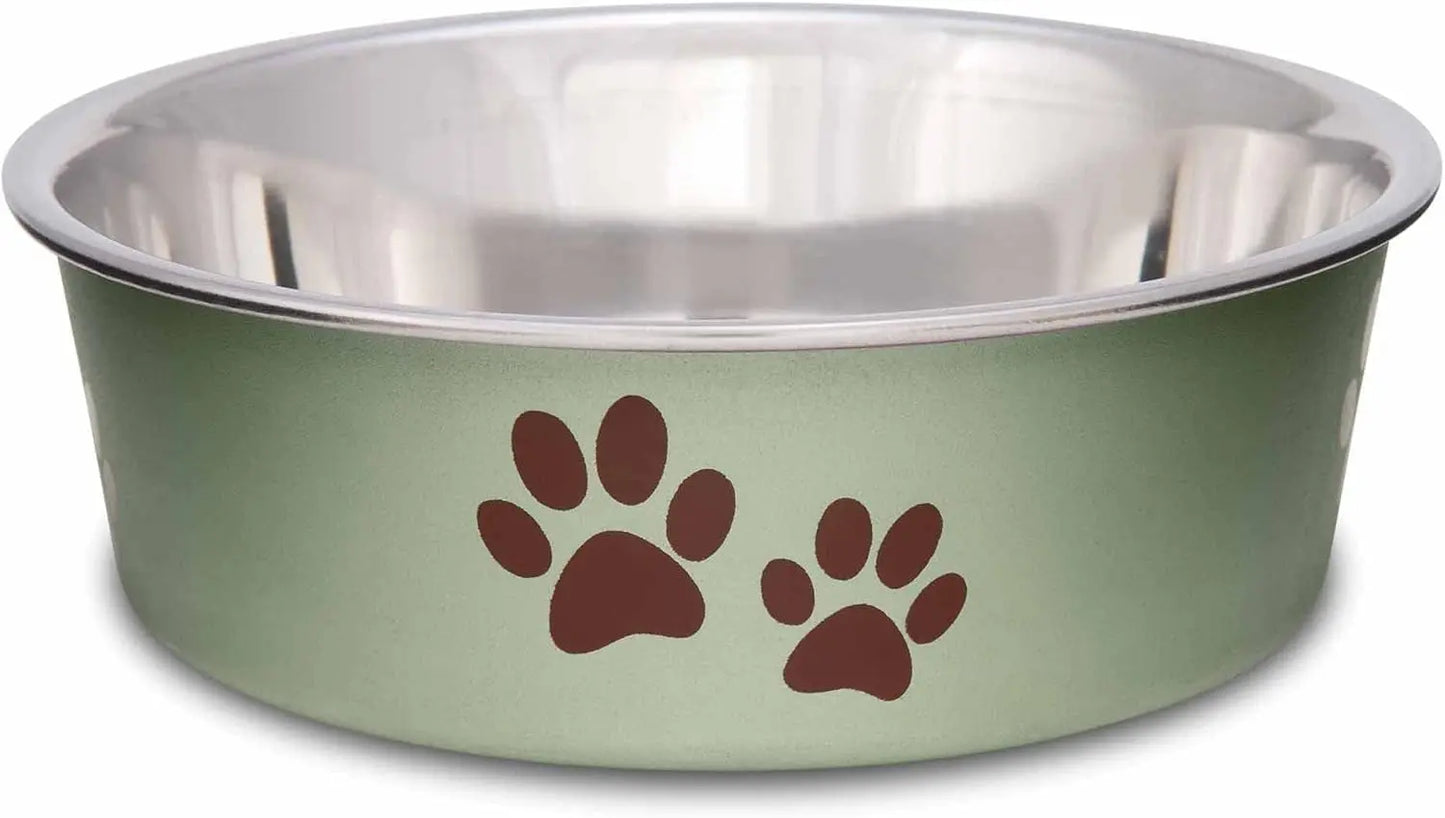 Stainless Steel Dog & Cat Bowl | Spill-Resistant Feeding Bowl (various colors) Artichoke Small