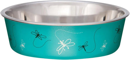 Stainless Steel Dog & Cat Bowl | Spill-Resistant Feeding Bowl (various colors) Dragonfly Medium
