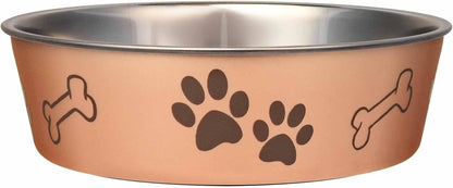 Stainless Steel Dog & Cat Bowl | Spill-Resistant Feeding Bowl (various colors) Champagne