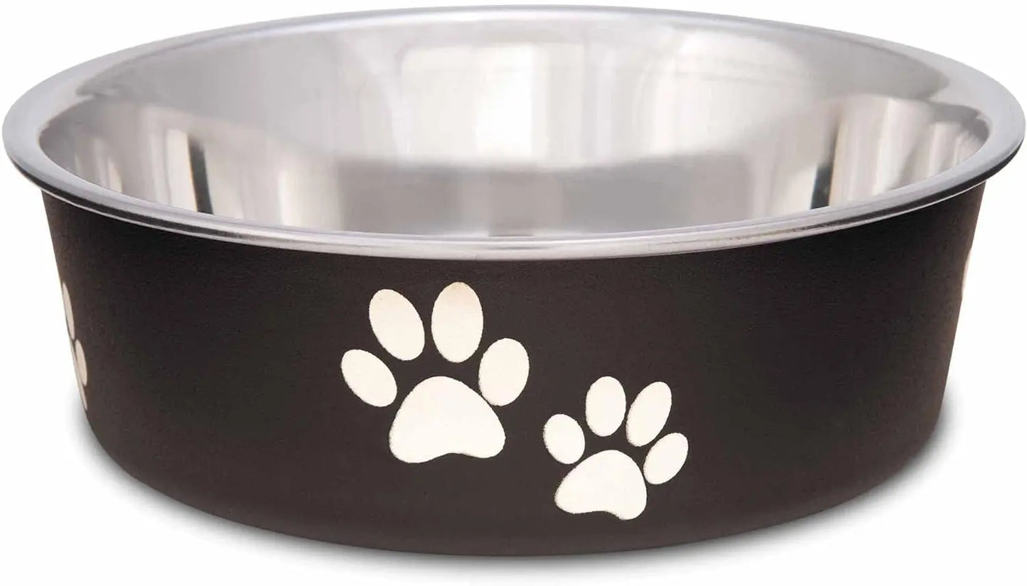 Stainless Steel Dog & Cat Bowl | Spill-Resistant Feeding Bowl (various colors) Espresso Small
