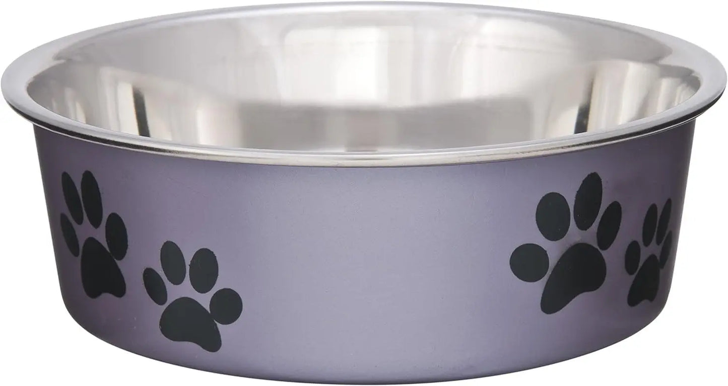 Stainless Steel Dog & Cat Bowl | Spill-Resistant Feeding Bowl (various colors) Grape Small (10-20Lbs)