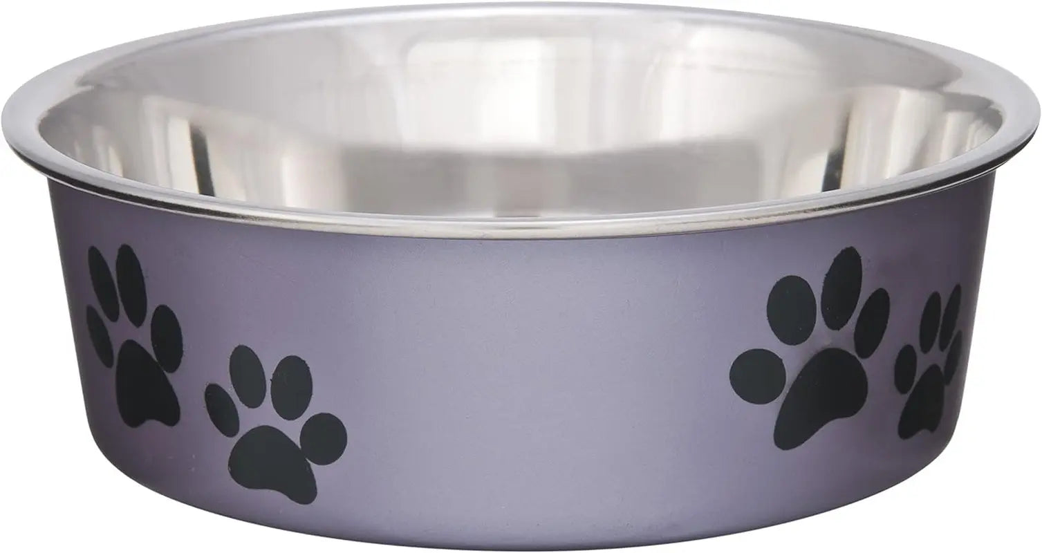 Stainless Steel Dog & Cat Bowl | Spill-Resistant Feeding Bowl (various colors) Grape Small (10-20Lbs)