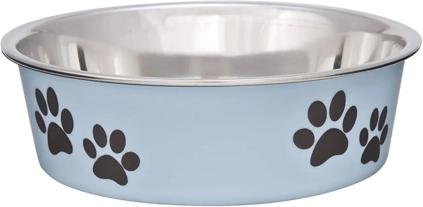Stainless Steel Dog & Cat Bowl | Spill-Resistant Feeding Bowl (various colors) Murano Blue Small (10-20Lbs)