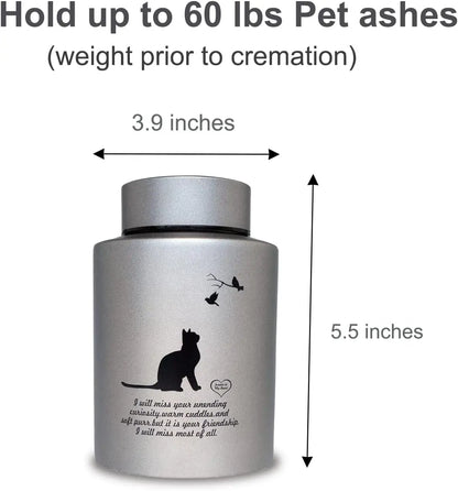 Stainless Steel Pet Memorial Urn for Cats & Small Dogs with Secure Lid Keepsake
