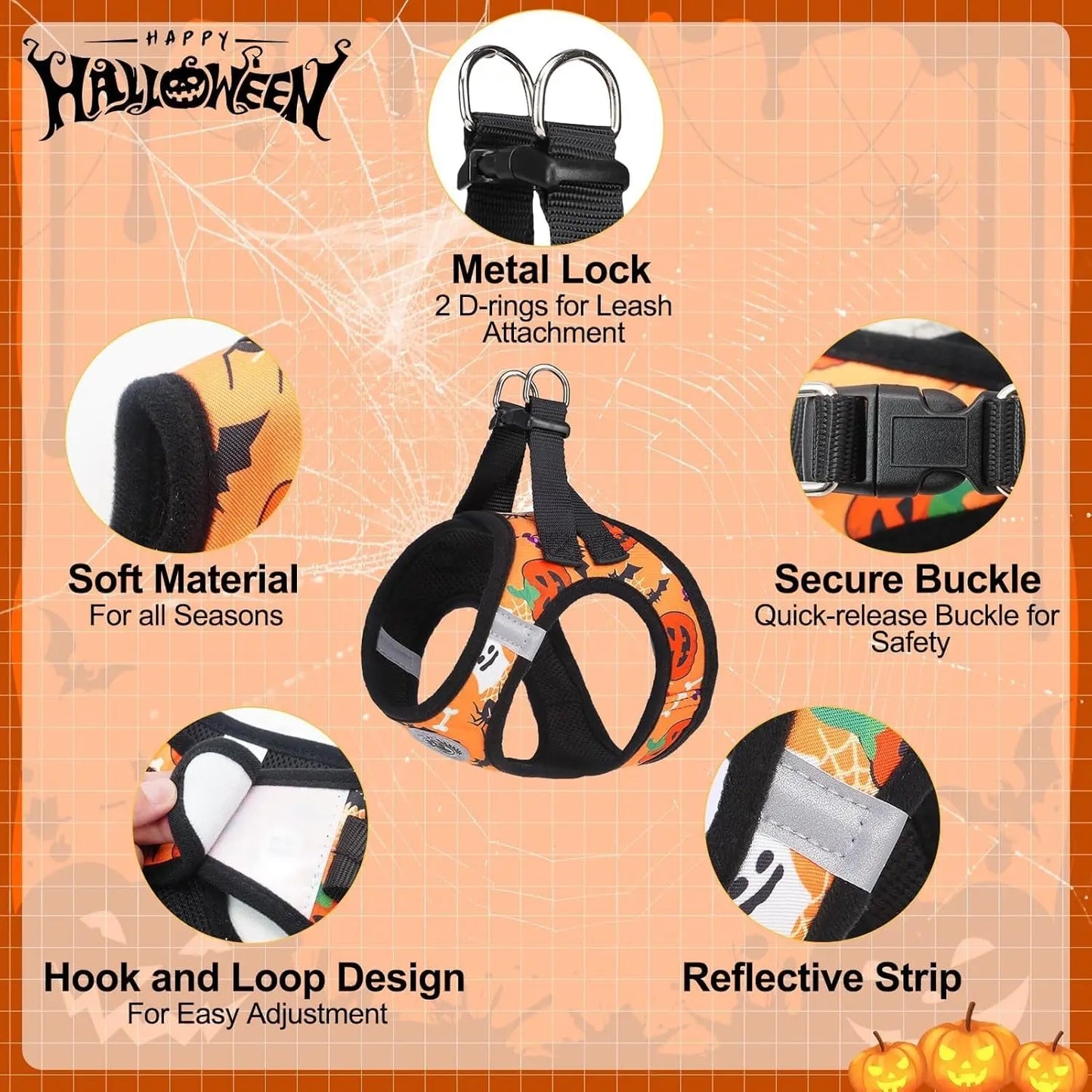 Step-In Dog Harness & Leash Set in Various Patterns – Reflective No Pull (XS- XL)