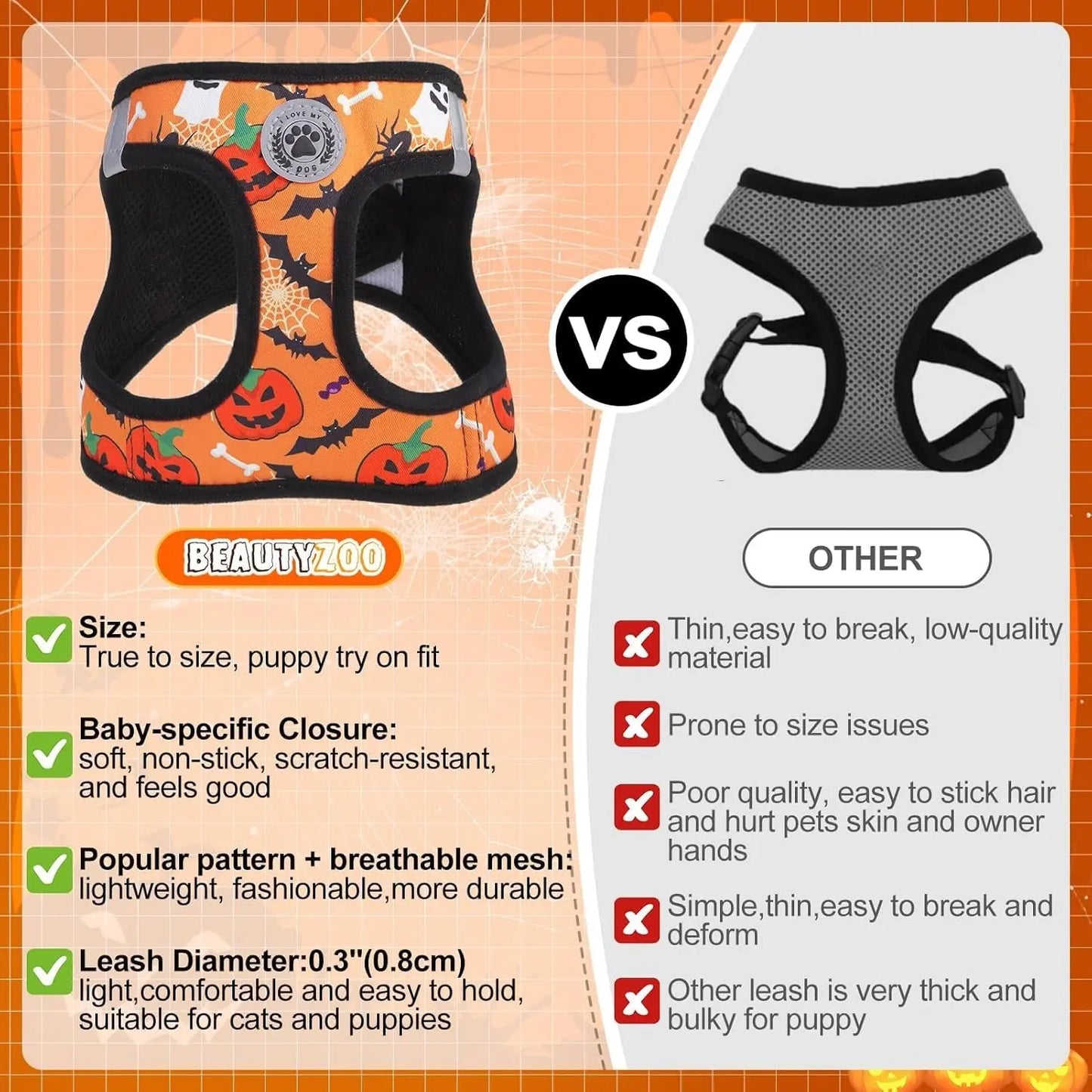 Step-In Dog Harness & Leash Set in Various Patterns – Reflective No Pull (XS- XL)