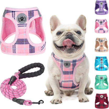 Step-In Dog Harness & Leash Set in Various Patterns – Reflective No Pull (XS- XL) Pink