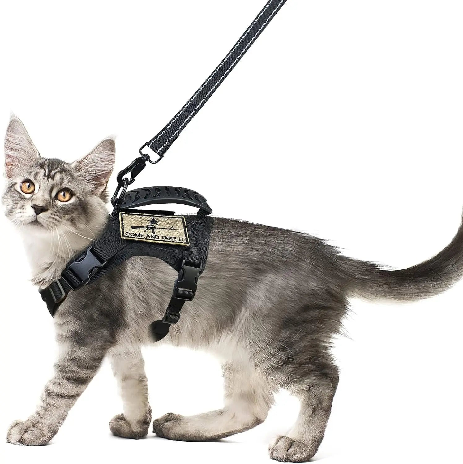 Tactical Cat Harness and Leash Set – Escape Proof, Adjustable, Breathable Vest for Cats & Small Dogs Black Large