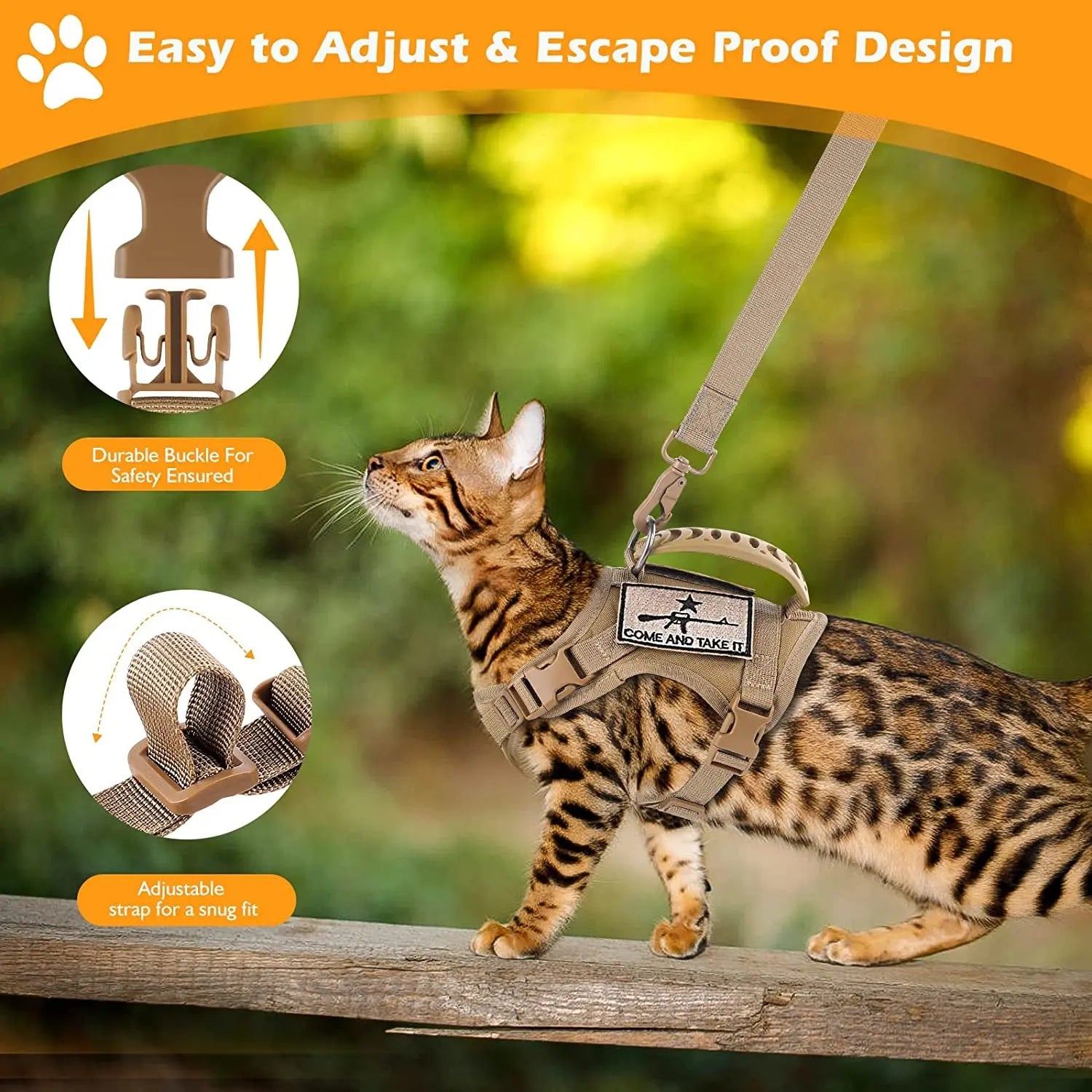 Tactical Cat Harness and Leash Set – Escape Proof, Adjustable, Breathable Vest for Cats & Small Dogs