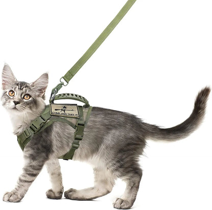 Tactical Cat Harness and Leash Set – Escape Proof, Adjustable, Breathable Vest for Cats & Small Dogs Camo Large