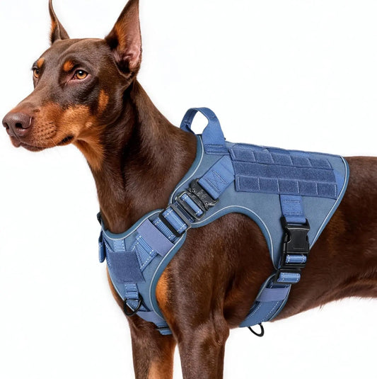 Tactical Dog Harness No Pull Heavy Duty Military Vest Large Adjustable Blue Reflective Large