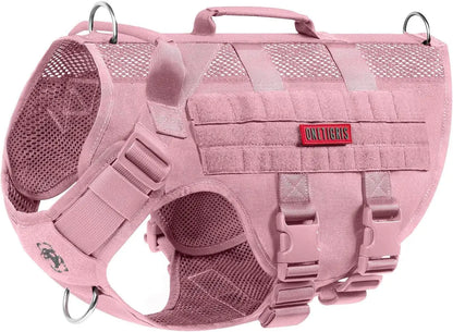 Tactical No-Pull Dog Harness – Mesh Military Vest with Handles for S -XL Dogs Pink