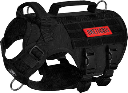 Tactical No-Pull Dog Harness – Mesh Military Vest with Handles for S -XL Dogs Black Xs