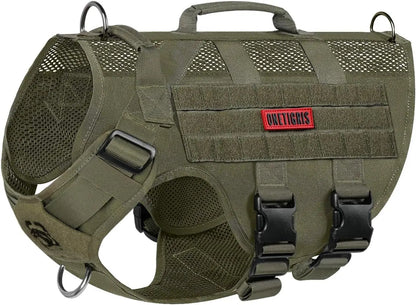 Tactical No-Pull Dog Harness – Mesh Military Vest with Handles for S -XL Dogs Green