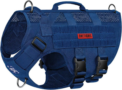 Tactical No-Pull Dog Harness – Mesh Military Vest with Handles for S -XL Dogs Blue