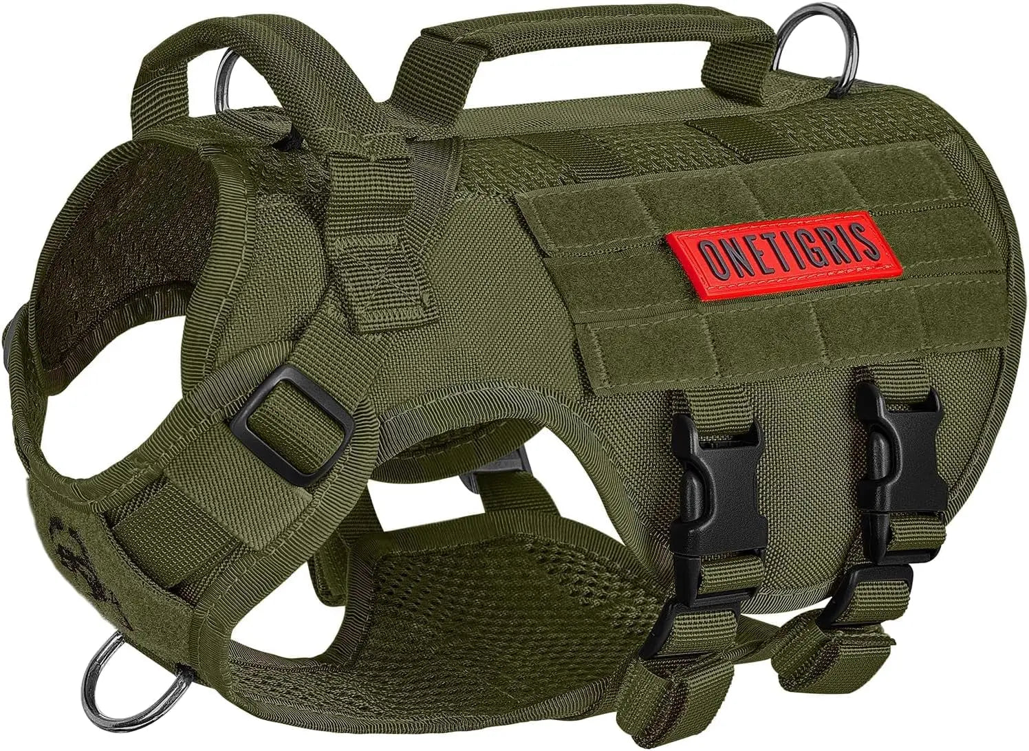 Tactical No-Pull Dog Harness – Mesh Military Vest with Handles for S -XL Dogs Green Xs