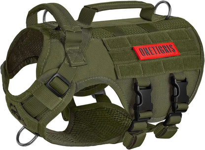 Tactical No-Pull Dog Harness – Mesh Military Vest with Handles for S -XL Dogs Green Xs