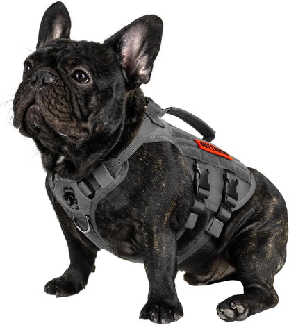 Tactical No-Pull Dog Harness – Mesh Military Vest with Handles for S -XL Dogs Grey Xs