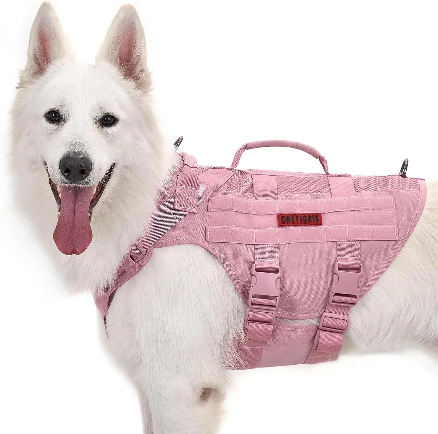 Tactical No-Pull Dog Harness – Mesh Military Vest with Handles for S -XL Dogs Pink Xl