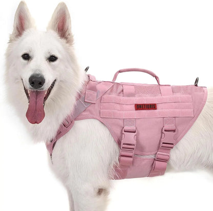 Tactical No-Pull Dog Harness – Mesh Military Vest with Handles for S -XL Dogs Pink Xl