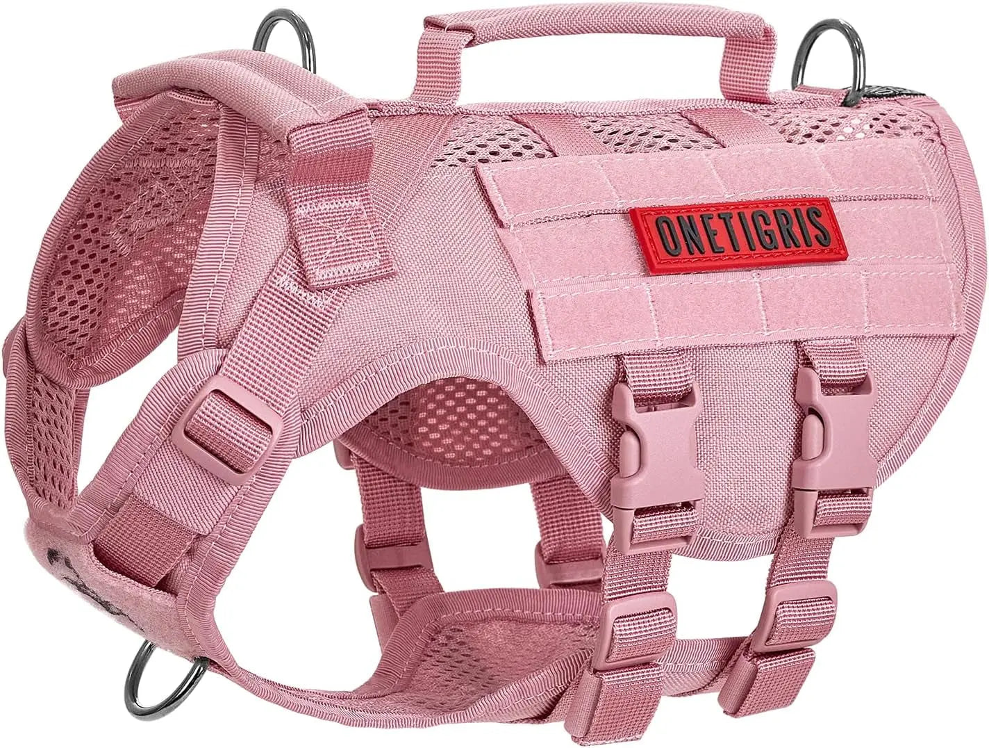 Tactical No-Pull Dog Harness – Mesh Military Vest with Handles for S -XL Dogs Pink Xs