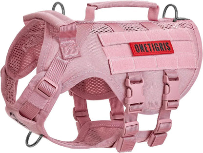 Tactical No-Pull Dog Harness – Mesh Military Vest with Handles for S -XL Dogs Pink Xs