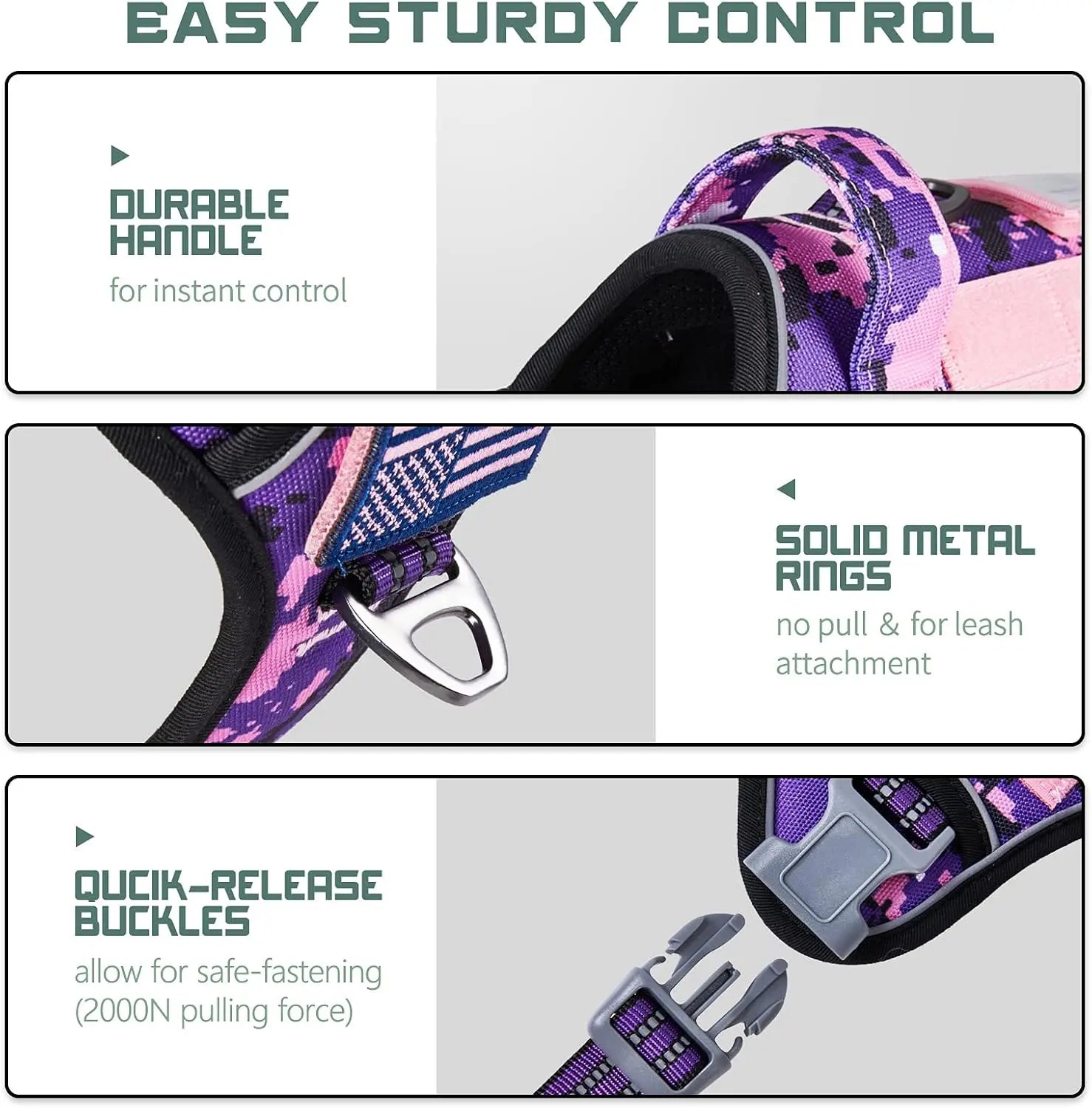 Tactical No-Pull Dog Harness with Handle, Reflective Adjustable Training Vest