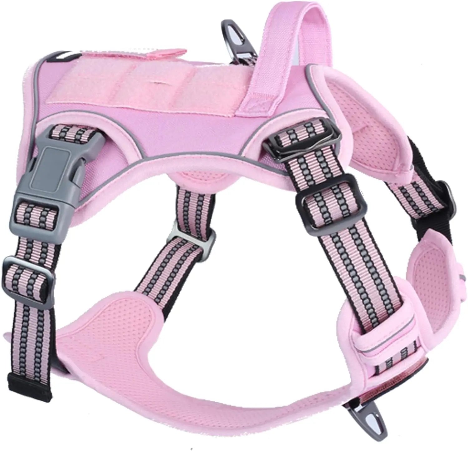 Tactical No-Pull Dog Harness with Handle, Reflective Adjustable Training Vest Pink