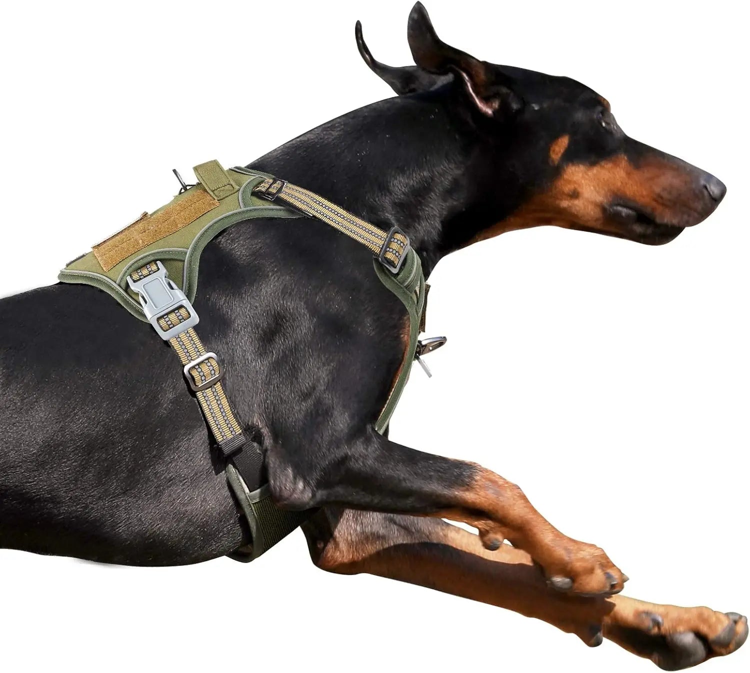 Tactical No-Pull Dog Harness with Handle, Reflective Adjustable Training Vest Green
