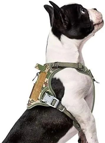 Tactical No-Pull Dog Harness with Handle, Reflective Adjustable Training Vest Forest Camo Xs(Neck:11-12.5", Chest:14-20")