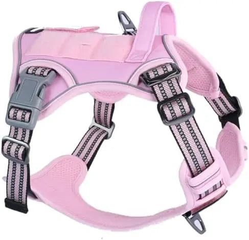 Tactical No-Pull Dog Harness with Handle, Reflective Adjustable Training Vest Pink Xs(Neck:11-12.5", Chest:14-20")