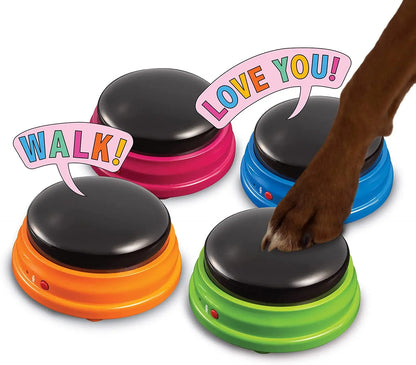 Talking Buttons for Dogs – 4-Pack Recordable Training Buttons with Guide
