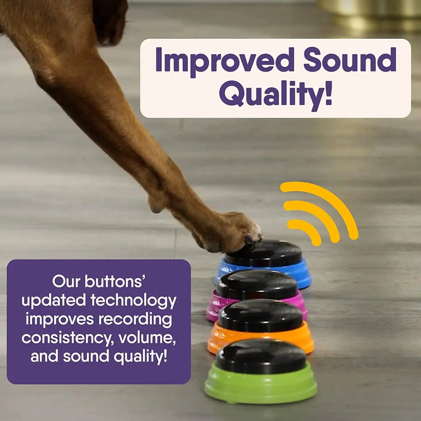 Talking Buttons for Dogs – 4-Pack Recordable Training Buttons with Guide