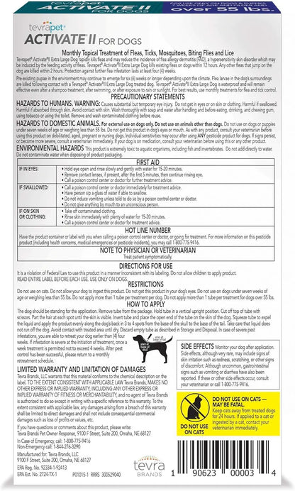TevraPet Activate II Flea & Tick for Dogs 55+ lbs – 4 Month Supply