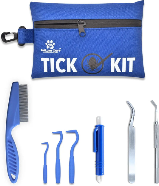 Tick Remover Kit Hooks Comb Stainless Steel Tool Dogs Cats Travel First Aid Default Title